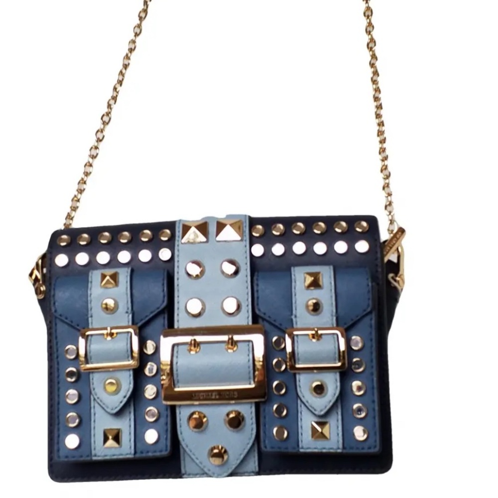 Michael Kors Navy and Gold Studded Crossbody Bag